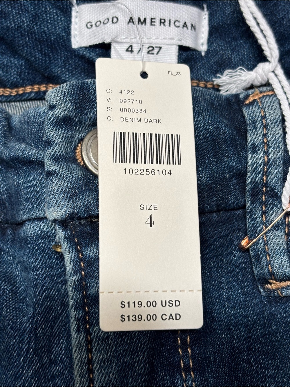 π·οΈ Good American Good Capri Skinny Jeans Mid Rise Crop Split Cuff Blue 4/27 NWT - Picture 10 of 16
